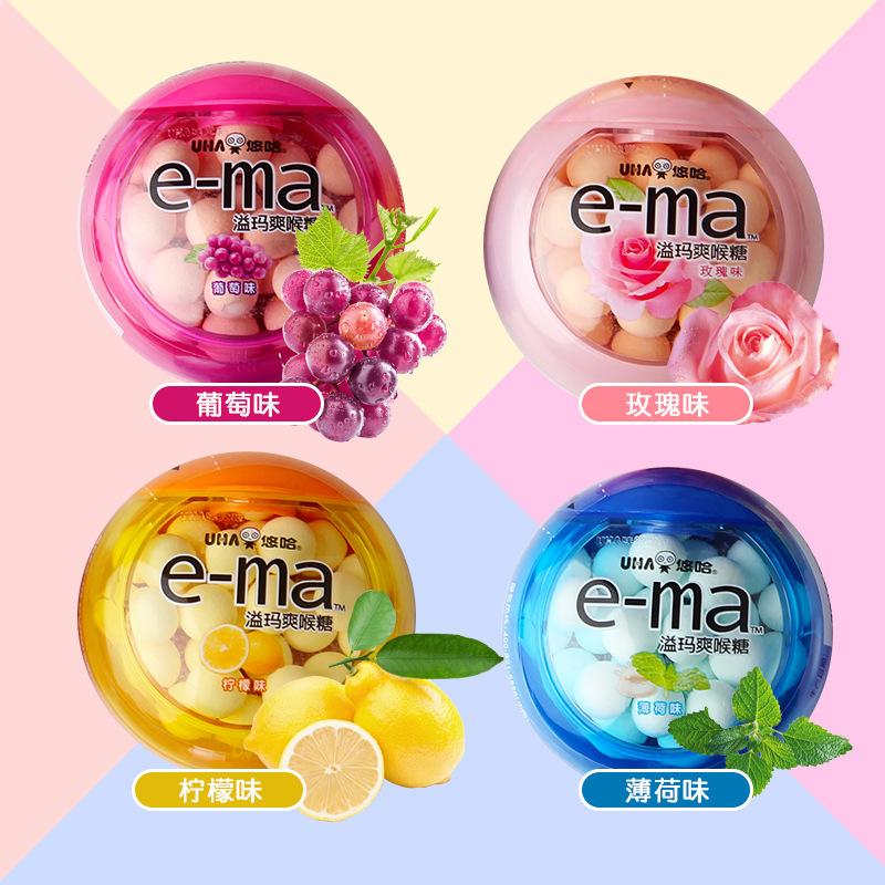 uha悠哈溢玛爽喉糖33g一件代发日本进口薄荷糖休闲食品水果味糖果