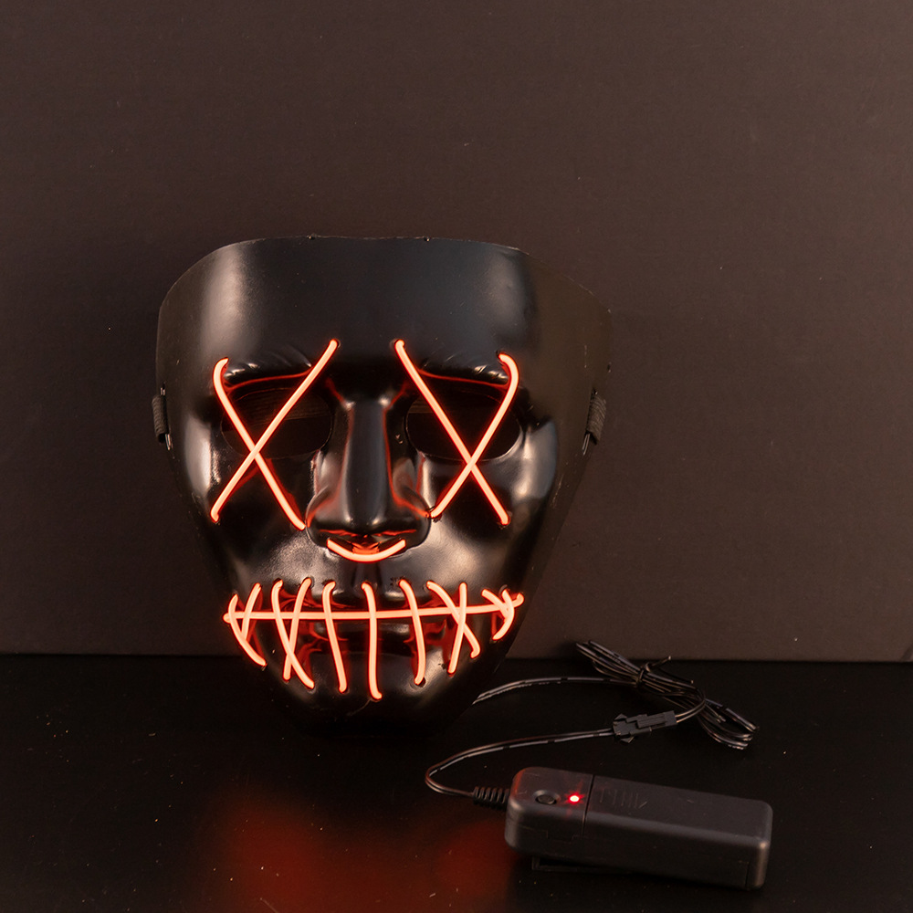 万圣节发光面具 鬼步舞带闪光led冷光面罩 创意搞怪鬼节荧光面具