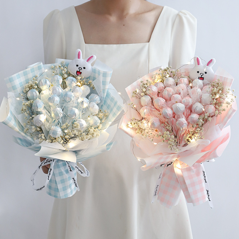 七夕情人节礼物网红棒棒糖花束糖果花束diy包装材料生日送女朋友-报价
