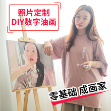 跨境一件代发 diy数字油画私人定制手绘油画厂家批发无框画装饰画