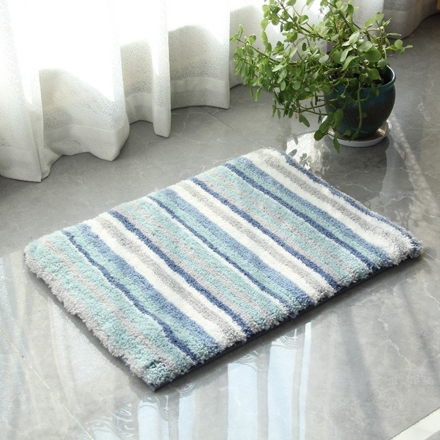 Factory Direct Sales Foreign Trade Wholesale Cross-Border Striped Home Ground Mat Door Mat Absorbent Bathroom Thickening Bathroom Anti-Slip Mats