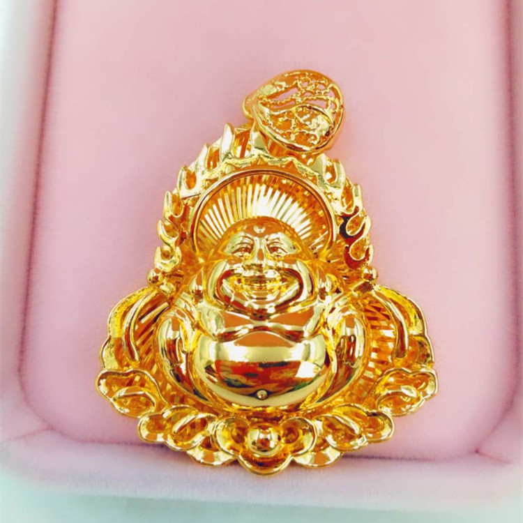 黄铜镀金火焰观音佛吊坠电镀仿黄金首饰品厂家批发男女款情侣项坠