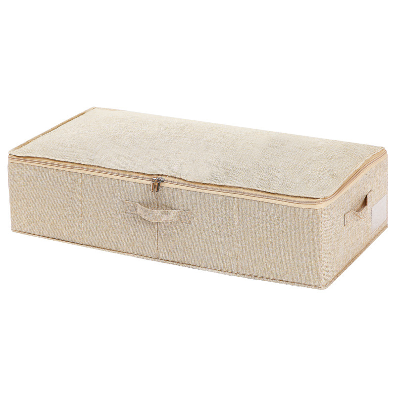 Amazon Cotton and Linen Bed Bottom Storage Box Flat Foldable Clothes Storage Box Large Capacity Quilt Storage Box