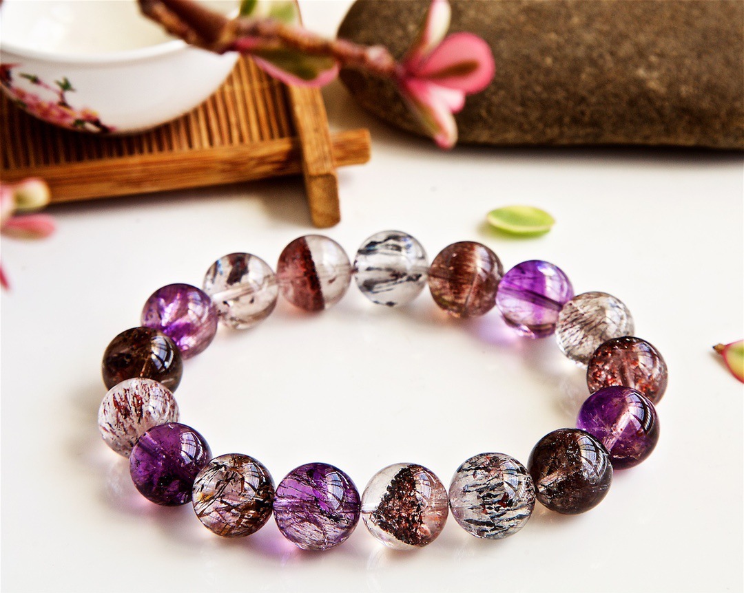 闪透玻璃体高档天然超七手链紫发晶有枫叶超和彼岸花-阿里巴巴