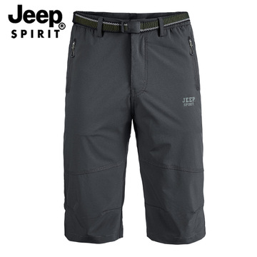 jeep spirit休闲短裤夏季新款直筒7分宽松大码中年运动男士七分裤