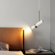 LED吊灯北欧现代简约餐厅吧台可调角度射灯打光单头卧室床头吊灯