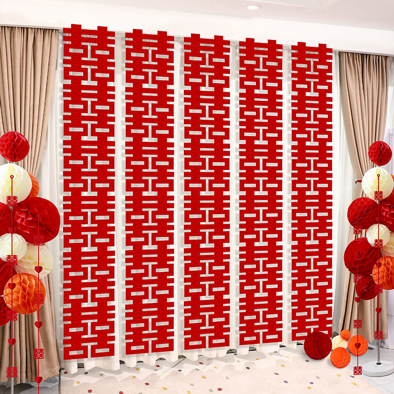 long xi character wholesale wedding special wedding room layout suit xi character hanging decoration wedding living room background lianxi decoration