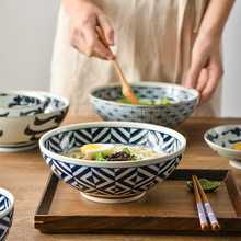 大碗汤碗面碗日本进口 仿古青花易清洗微波炉专用大号碗家用单个
