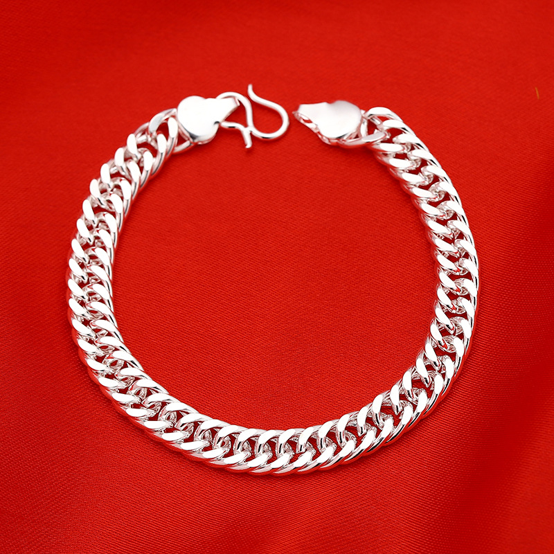 Imitation Silver Bracelets for Men and Women Boutique White Copper Silver Plated No Color Fading Bracelet Factory Wholesale Stall Goods Fair