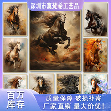 现代简约骏马创意油画入户玄关画芯高级感客厅挂画走廊轻奢装饰画