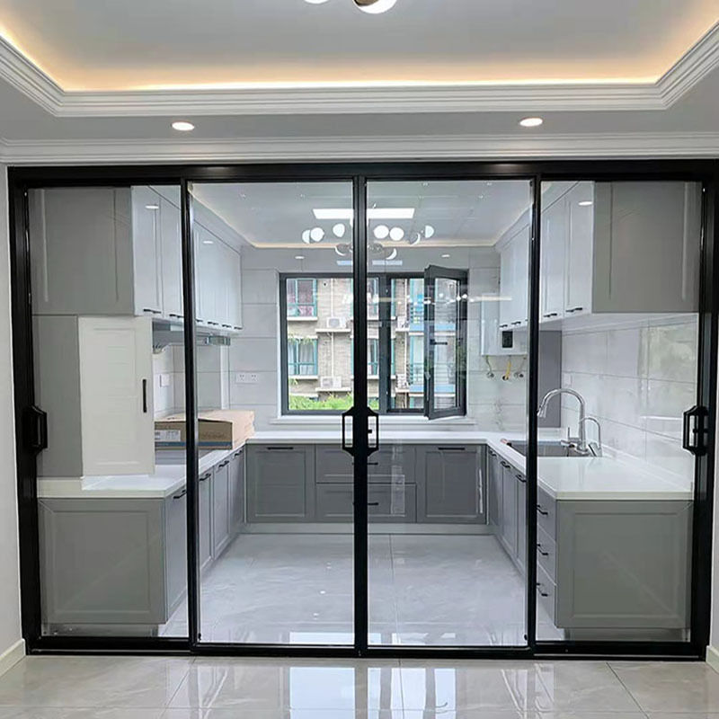 天津极窄边铝镁钛合金厨房卫生间阳台客厅玻璃隔断门推拉移门