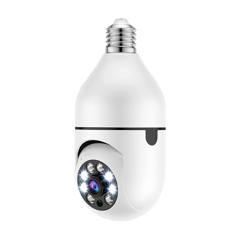 跨境热款灯泡摄像头wifi高清双光全彩夜视云台智能监控摄像头灯头