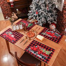 新品圣诞节格子餐垫2022亚马逊Buffalo布艺餐巾隔热垫可水洗桌垫