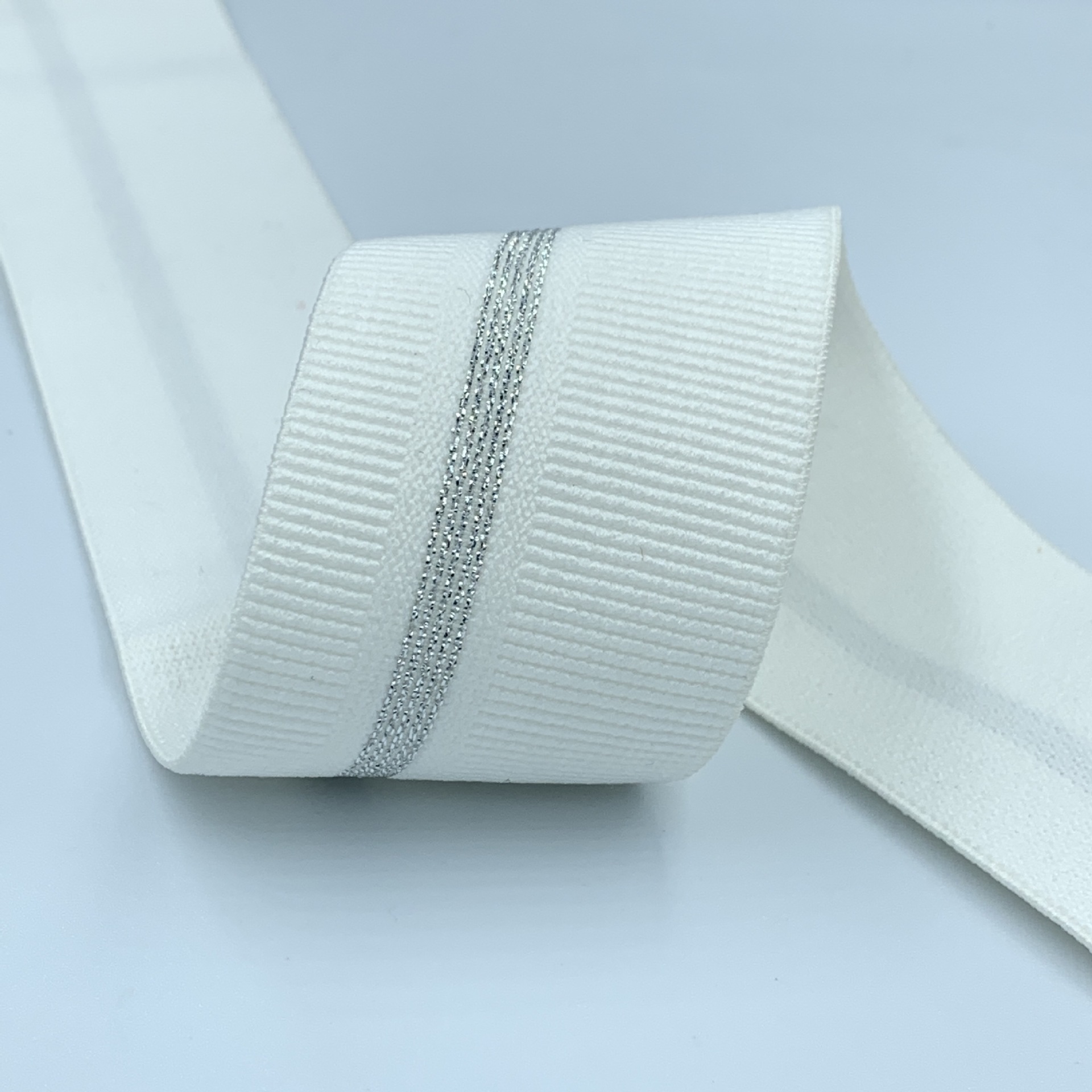 4cm Lurex Thread Woven Elastic Tape Thickened Tank Pattern White Nylon Elastic Band Clothing Accessories