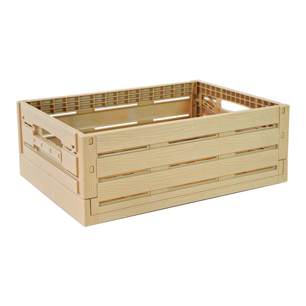 Imitation Wood Grain Folding Storage Basket Fruit Snack Storage Box Home Office Storage Basket Wardrobe Storage Box