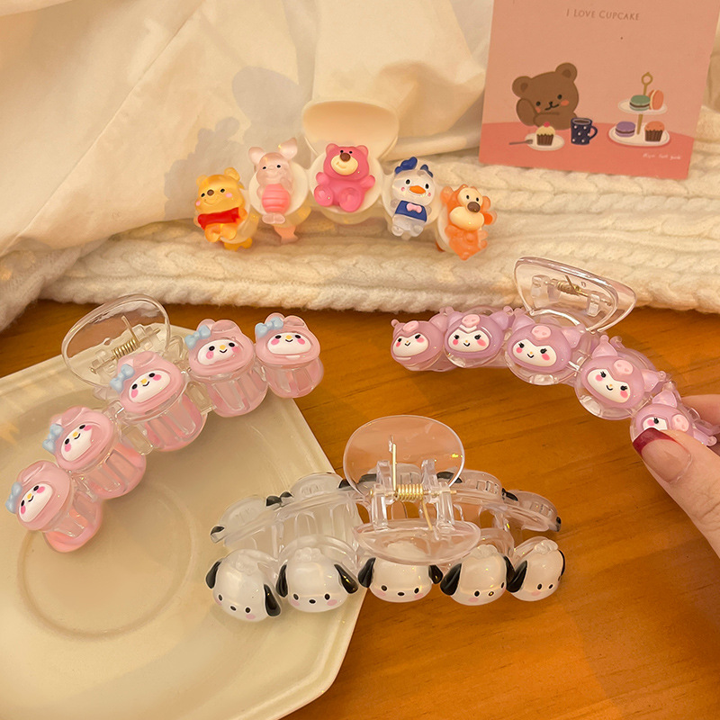 Cute Sanrio Barrettes 2023 New Internet Celebrity Large Grip Female Head Updo Shark Clip Hair Clip Headdress