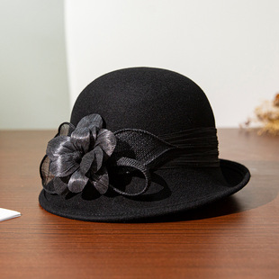 灵珑工厂 复古英伦礼帽盆帽 欧美优雅波点麻纱帽晚装宴会女帽