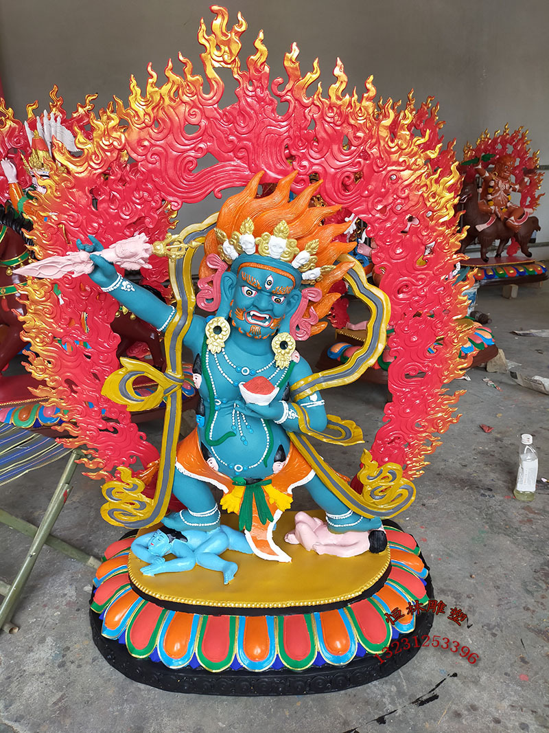 金刚总持佛像纯铜铸造大型藏传寺庙黄铜三米大持金刚密宗铜像批发