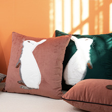 北欧卡通兔子毛绒刺绣抱枕批发电商客厅沙发靠枕床头靠包家居靠垫