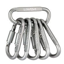 “6pcs/set aluminum alloy d shaped locking carabiner snap跨