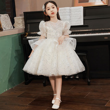 女童礼服春季短款儿童蓬蓬公主裙花童小女孩主持人钢琴演奏演出服
