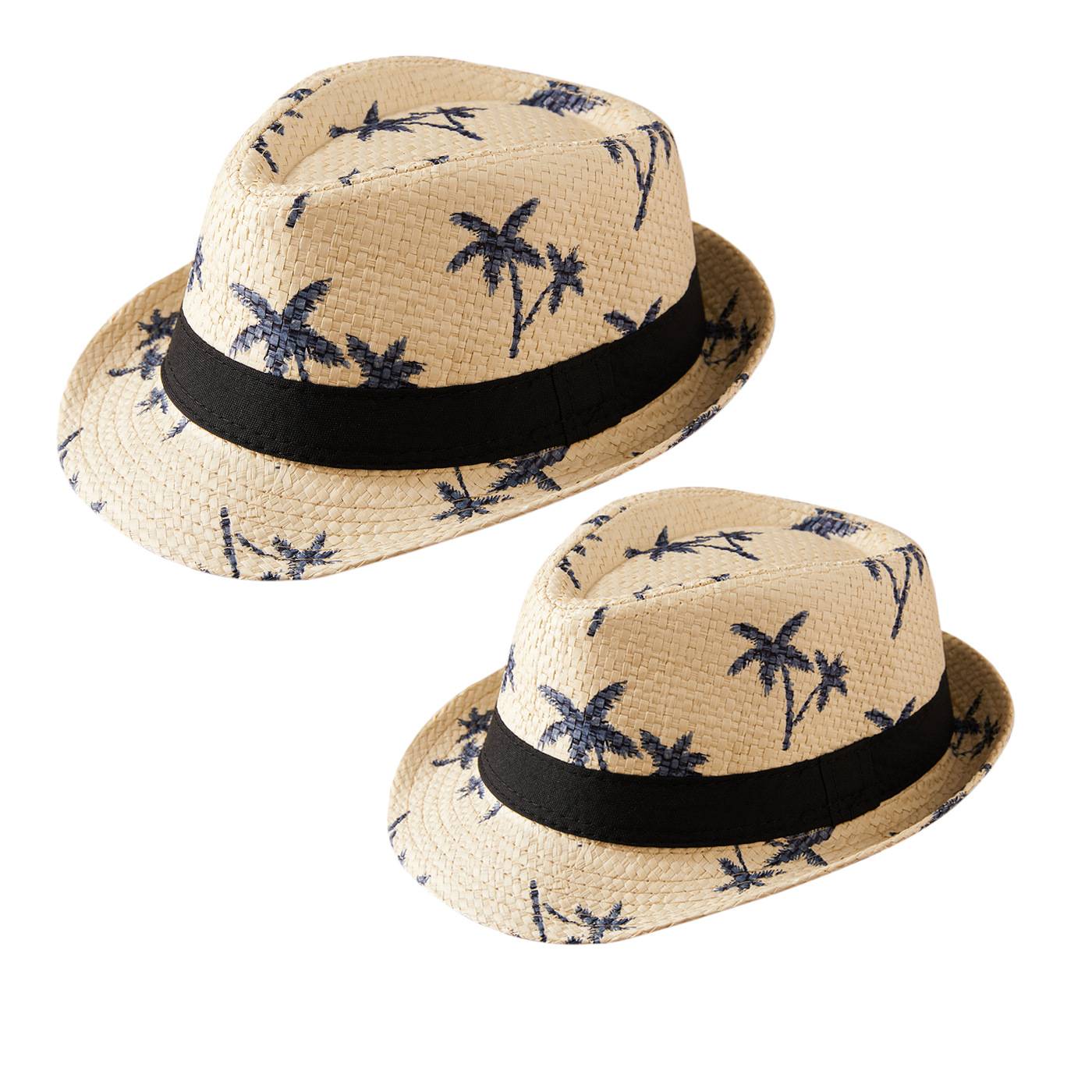 Children's Straw Hat Summer Sun Protection Boys Beach Hat Parent-Child Hat British Parent-Child Adult Children Travel Fedora Hat Top Hat