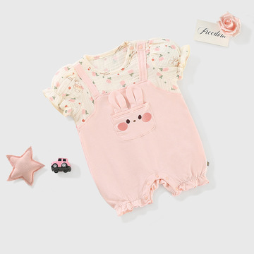 婴儿连体衣24年夏季新款女宝宝元气小兔衣服新生儿衣服婴儿服装