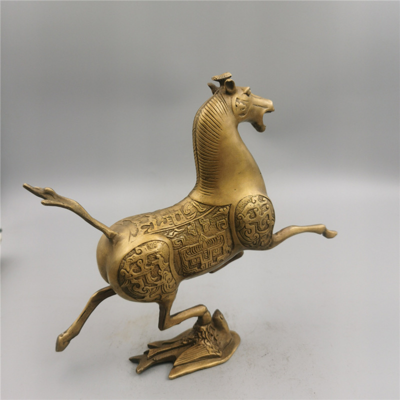 黄铜马 马踏飞燕摆件 马到成功 生肖马 办公家居工艺品摆件