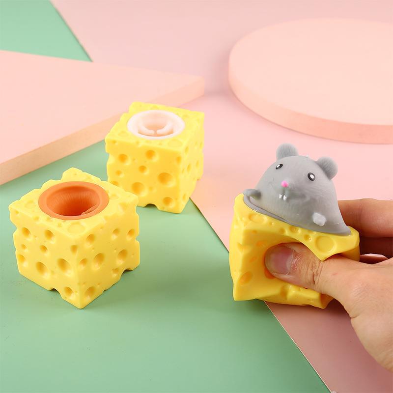 best-seller on douyin decompression cheese squirrel cup creative squeezing toy doll squeeze mouse rebound decompression toy wholesale