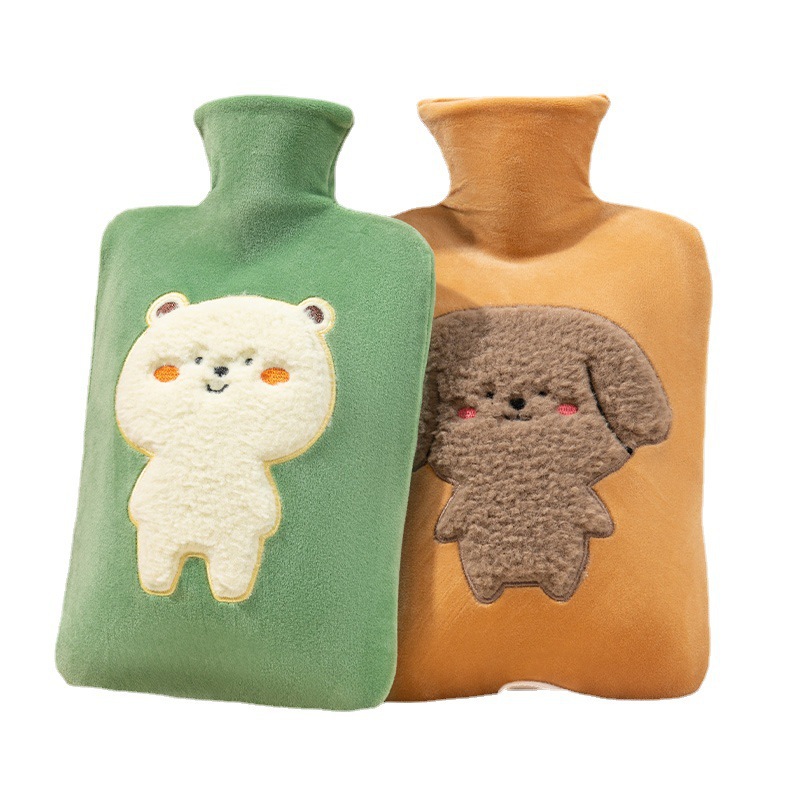 Winter New PVC Water-Filled Hot Water Bag 1800ml with Cloth Cover Cartoon Hot Water Injection Bag High Temperature Resistance