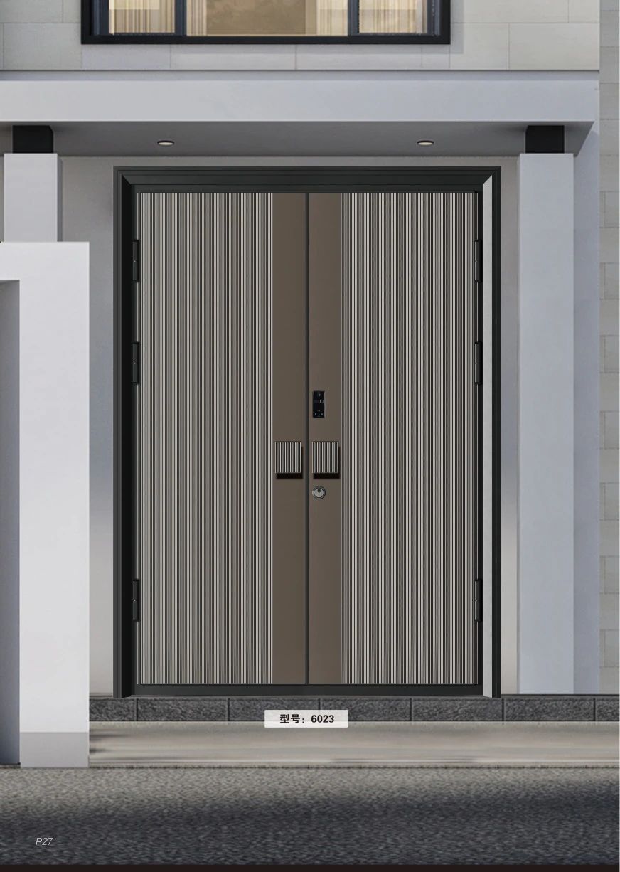 供应轻奢极简雕铝艺双开大门别墅入户防爆铸铝门进户子母装甲大门