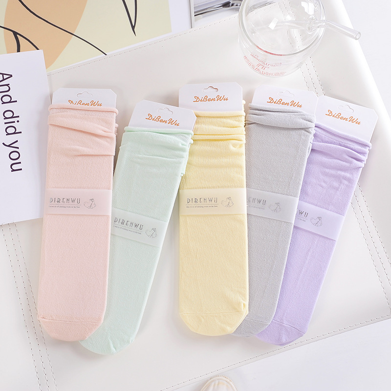 Women's Socks Summer Thin Japanese Style Pile Style Long Socks Factory Wholesale Spring and Autumn Ins Tide Tube Socks JK Straight Cotton Socks