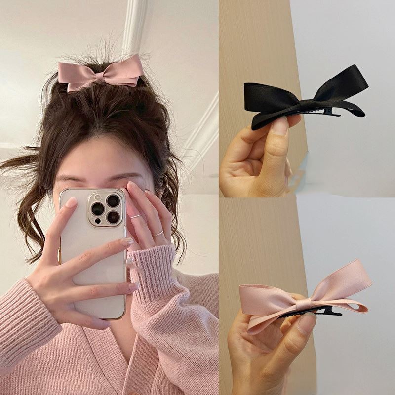 Sweet Cute Bow Headdress Bangs Side Top Spring Clip Princess Cute Hairpin Hair Clip Hair Accessories