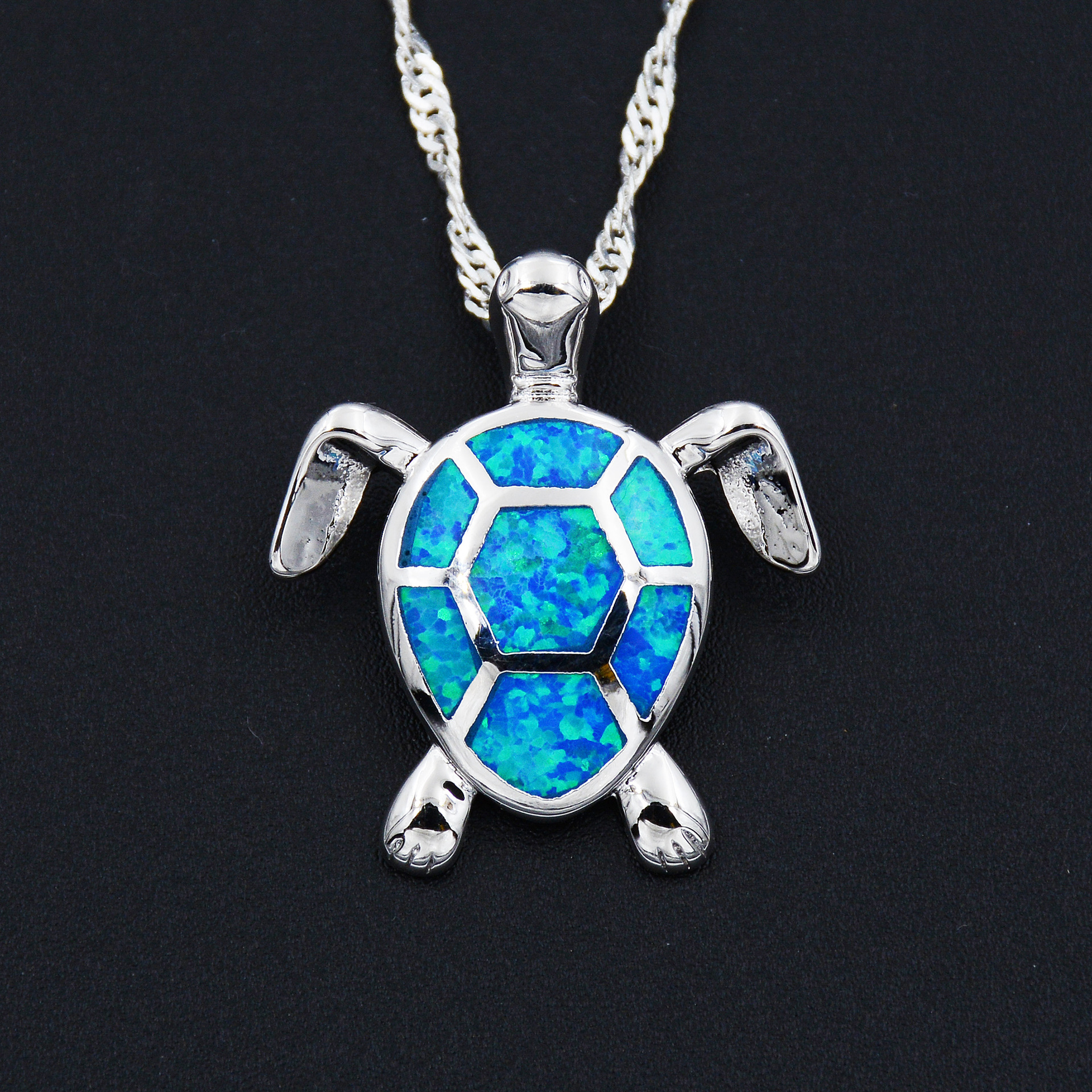 沙滩海洋系列饰品厂家批发蓝/绿/白/粉/黑色澳宝乌龟吊坠项链