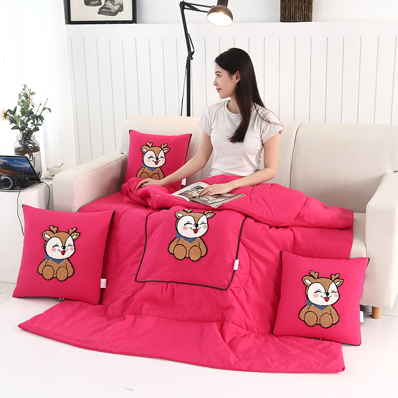 抱枕被子两用加厚汽车载折叠二合一冬季靠垫被办公室午睡空调毯