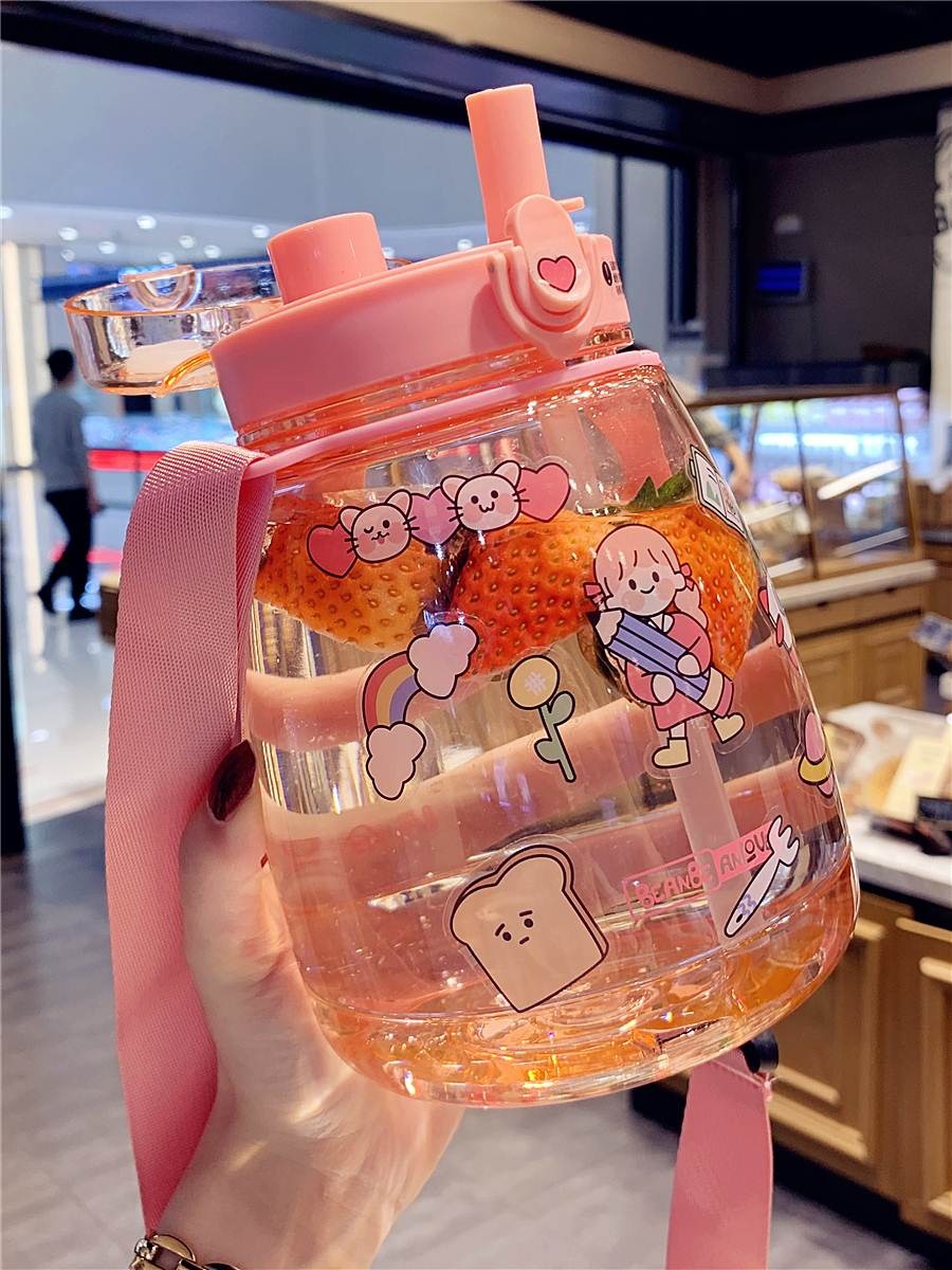 吸管杯大人孕妇产妇超大容量便携大肚肚水杯子女可爱大号运动健身