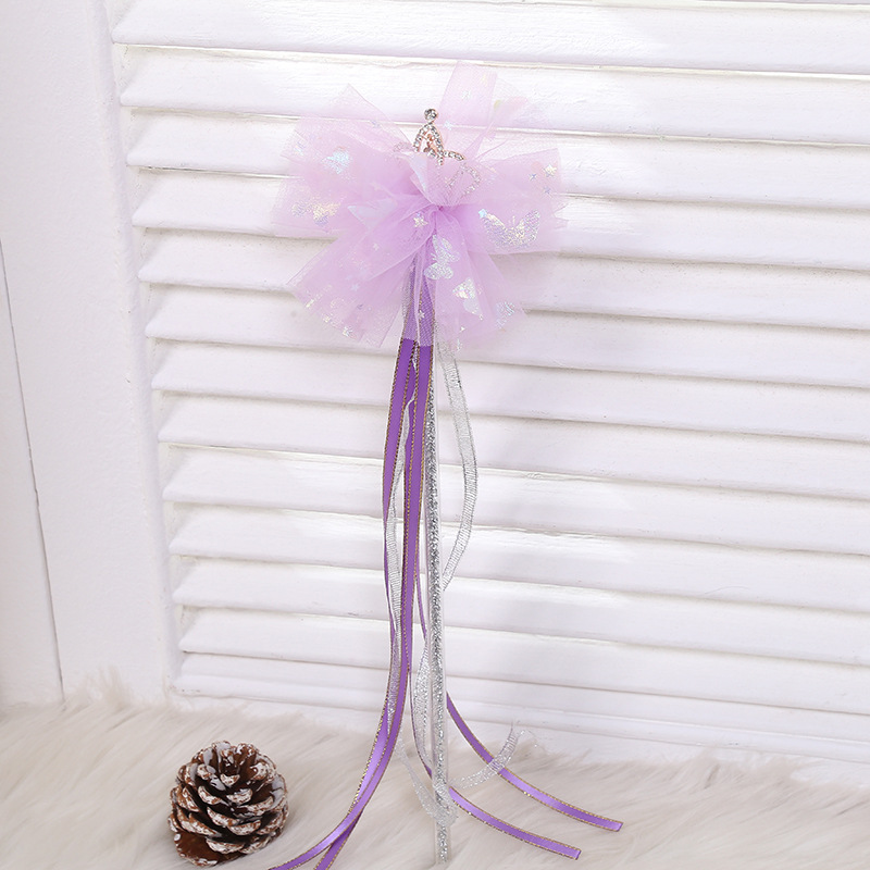 Children's Tassel Long Magic Wand Ribbon Mesh Floral Ball Hair Accessories Princess Performance Props Magic Wand Wholesale