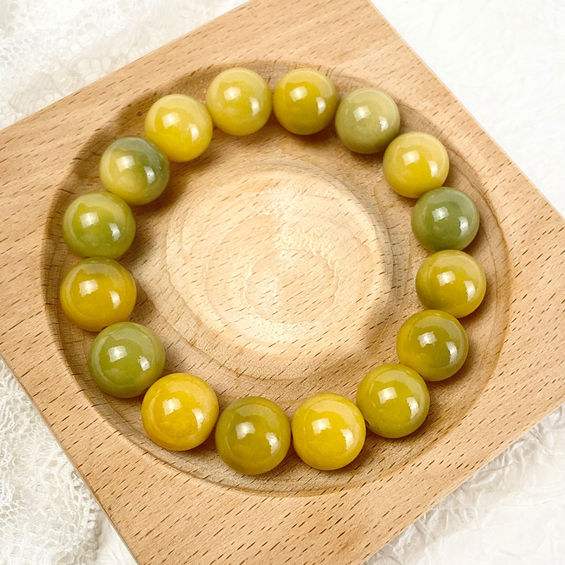 Little Lime White Jade Bodhi Bracelet Women's Pliable Temperament Bodhi Root Bodhi Seed Crafts Buddha Beads Rosary Hand Toy Bracelet