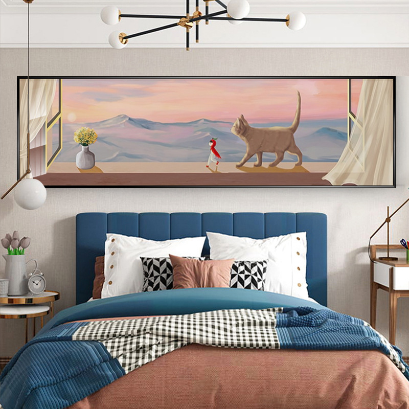 卧室画床头挂画房间背景墙壁画现代简约主卧装饰画北欧酒店宾馆画