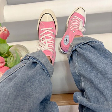 美奇匡威1970s经典三星标粉色黑色高帮休闲女鞋男鞋低帮帆布鞋潮