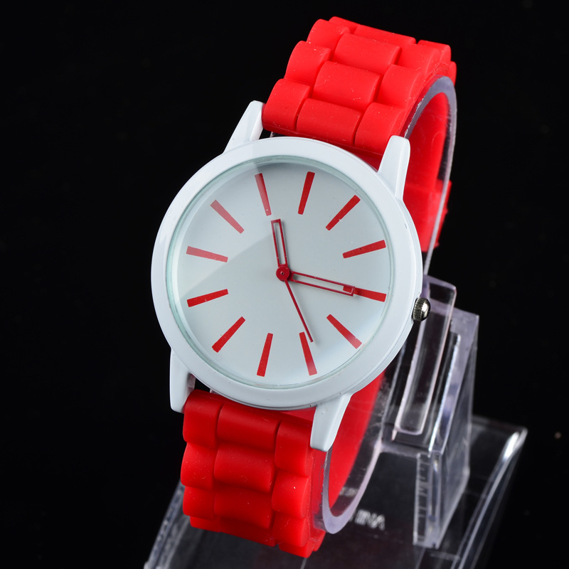 Foreign Trade Geneva Fresh Hollowed-out, Knitted 15 Colors Korean Style Fashion Student Men's and Women's Fashion Silicone Watch Wholesale