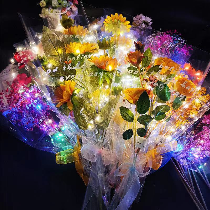 地摊夜市干花绢花小雏菊发光满天星花束商场店铺广场小花束摆摊