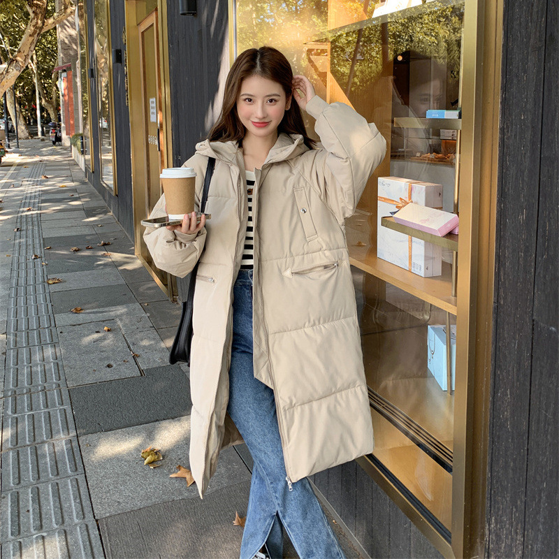 实拍ins羽绒棉服女2023厚棉袄中长款韩版宽松棉衣学生面包服外套