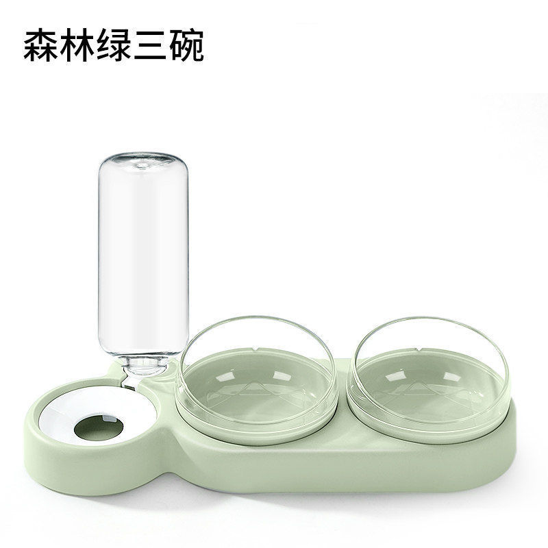 Dog Basin Cat Bowl Pet Feeder Anti-Tumble Snail Three Bowl Automatic Water Dispenser Large Diameter Cat Basin Factory