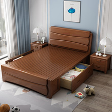 实木床1.2米单人床现代简约1.35小户型1米小床1.5/1.8m储物高箱床