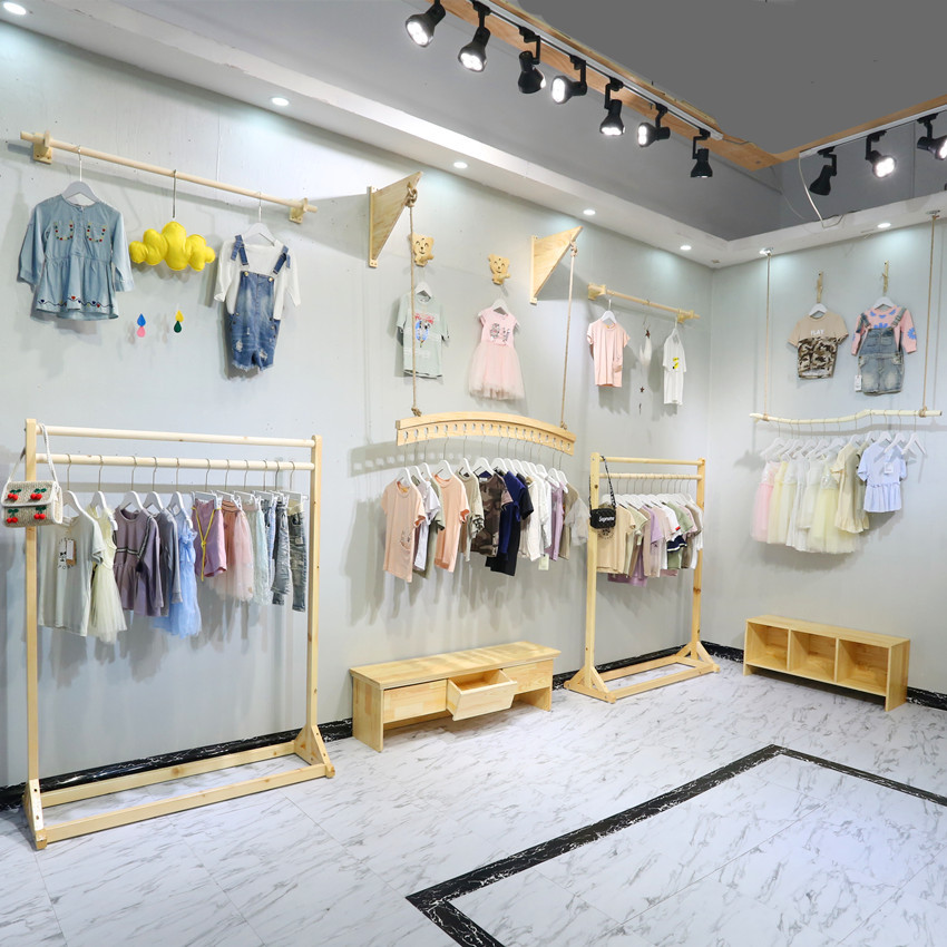 童装服装店专用展示架衣架实木中岛架女装店落地式货架陈列架装修