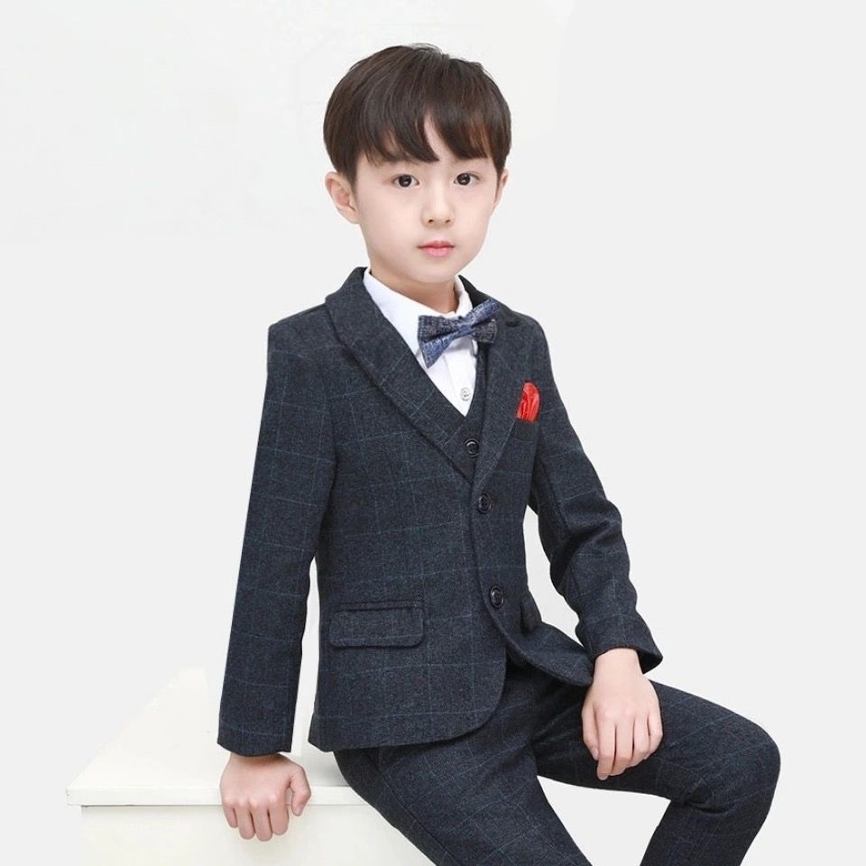 儿童西装套装帅气男童花童礼服钢琴演出服中大童小男孩西服外套冬