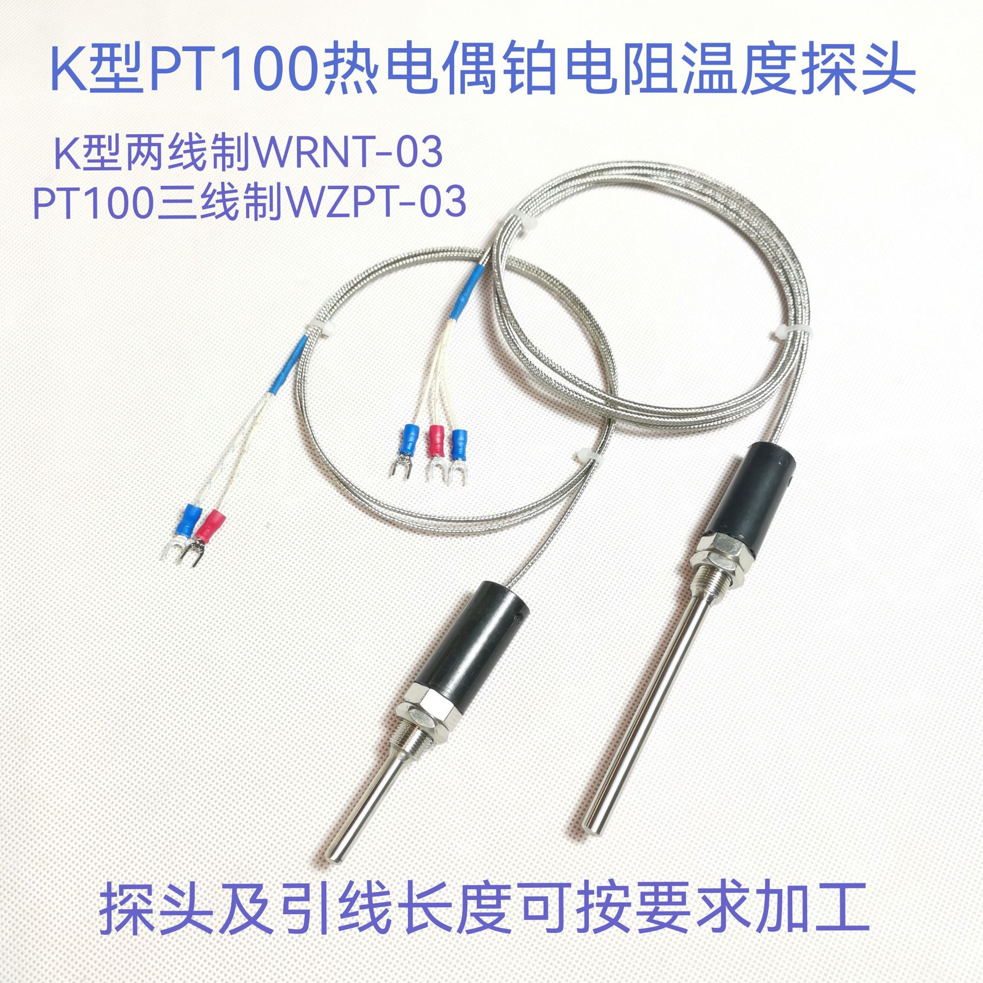 WRNT-03／10探头式K型热电偶温度传感器WZPT-03／10铂电阻PT100型