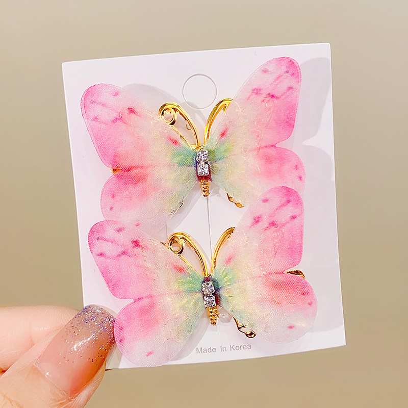 Movable Butterfly Barrettes Girls' Baby Cute Headwear Hairpin Super Fairy Mesh Children's Antique Clip Hair Accessories