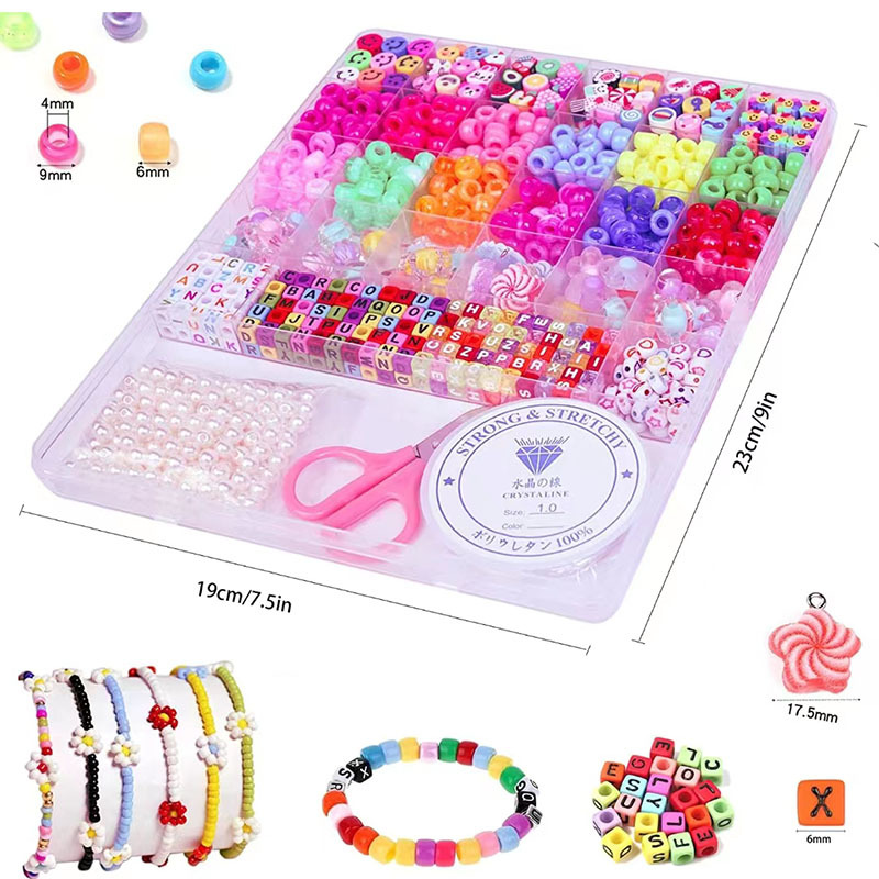 DIY Ornament Solid Color Pony Beads Necklace Bracelet Making Beaded Kit Acrylic Factory Exclusive Supply Children's Bracelet